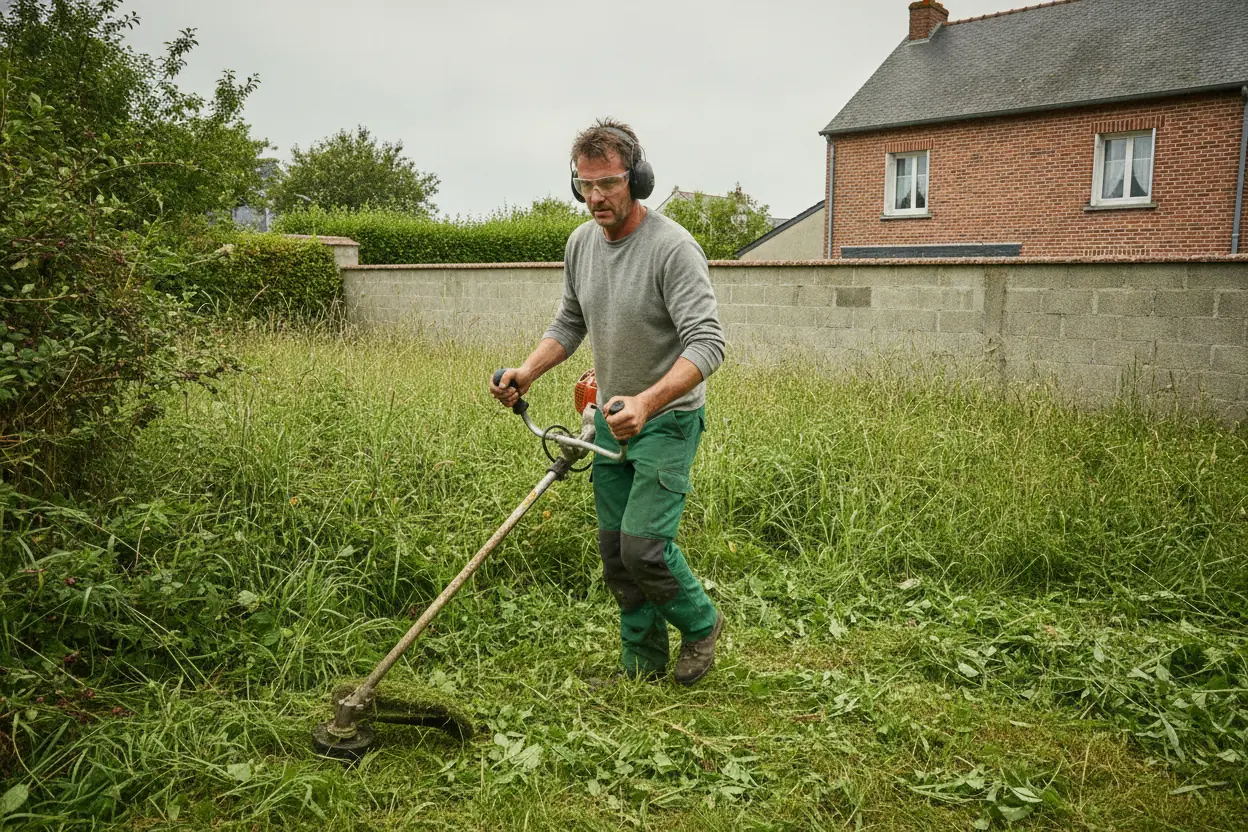 Débroussaillage d'un terrain à Épouville