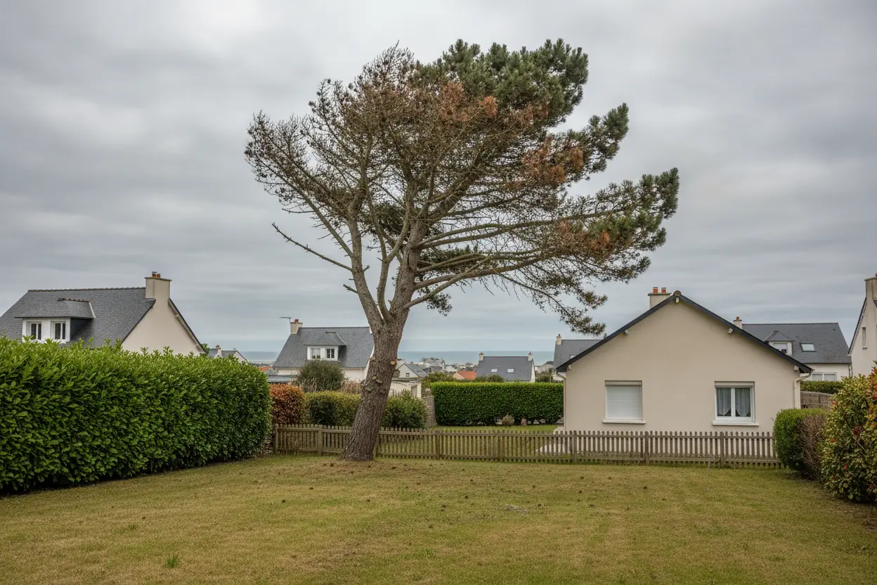 Pin avant démontage dans un jardin havrais