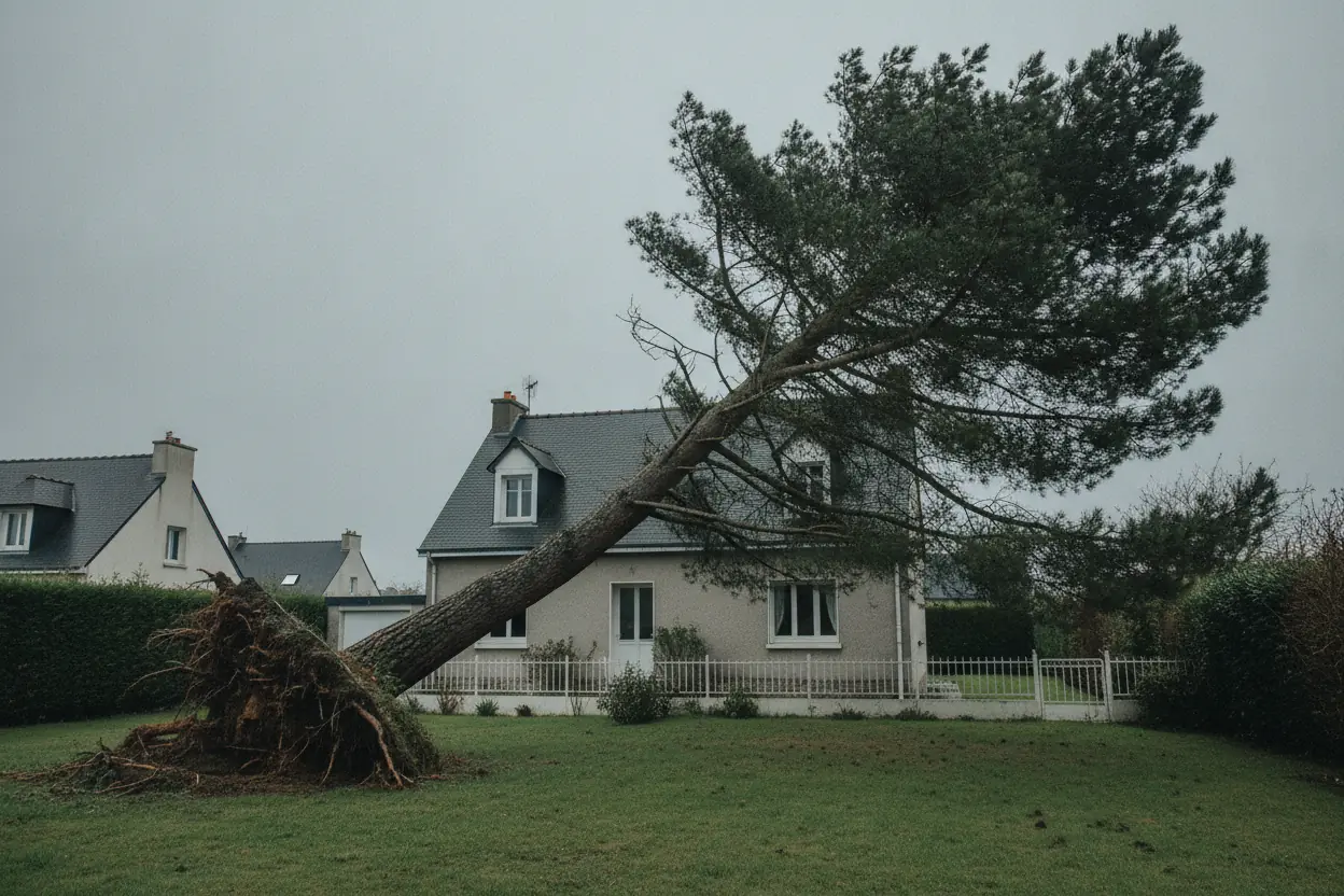Pin penché avant intervention urgente au Havre