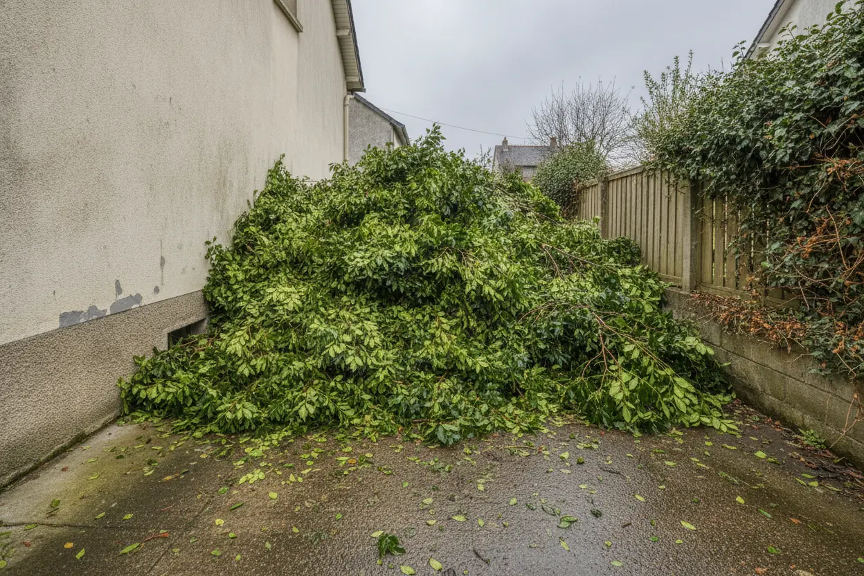 Tas de branches avant évacuation au Havre