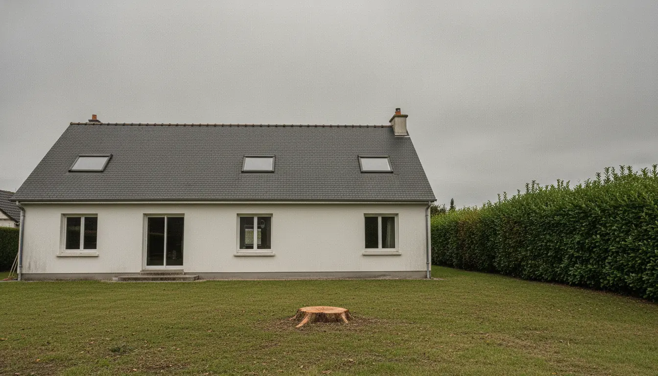 Façade dégagée et pelouse nette après abattage de l’arbre à Gonfreville-l’Orcher